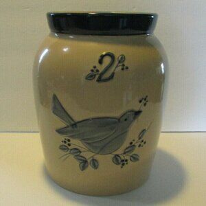 vtg Tender Heart 2001 blue bird cookie jar canister & lid ceramic cottage decor